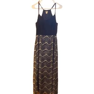 J. crew halter tank maxi dress chevron print sz 6 flowy light sheer